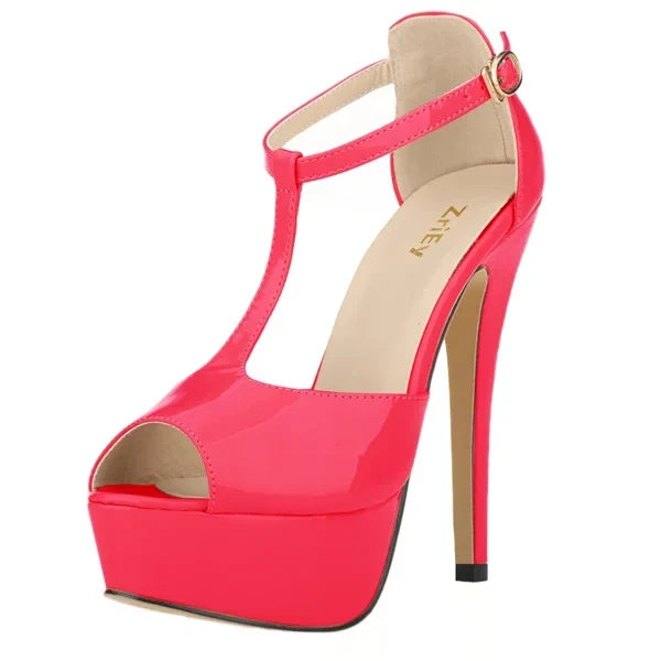 Peep Toe Ankle Strap Stilettos Pumps