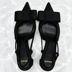 Black Bow Decorated High Heels