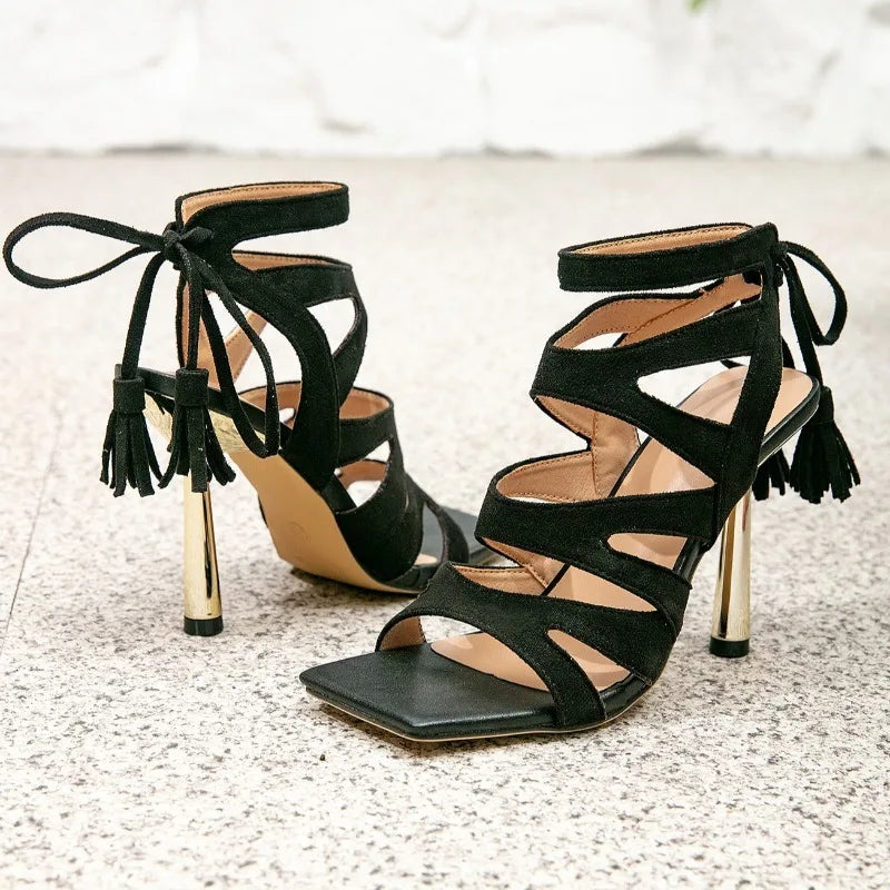 Sexy Open Toe Hollow Cross Tied Gladiator Sandals