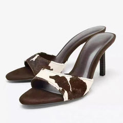 Design Animal Printed Suede Women Slippers Sandals