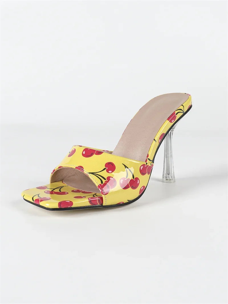 Fruits Patent Leather Women Slippers Sandals