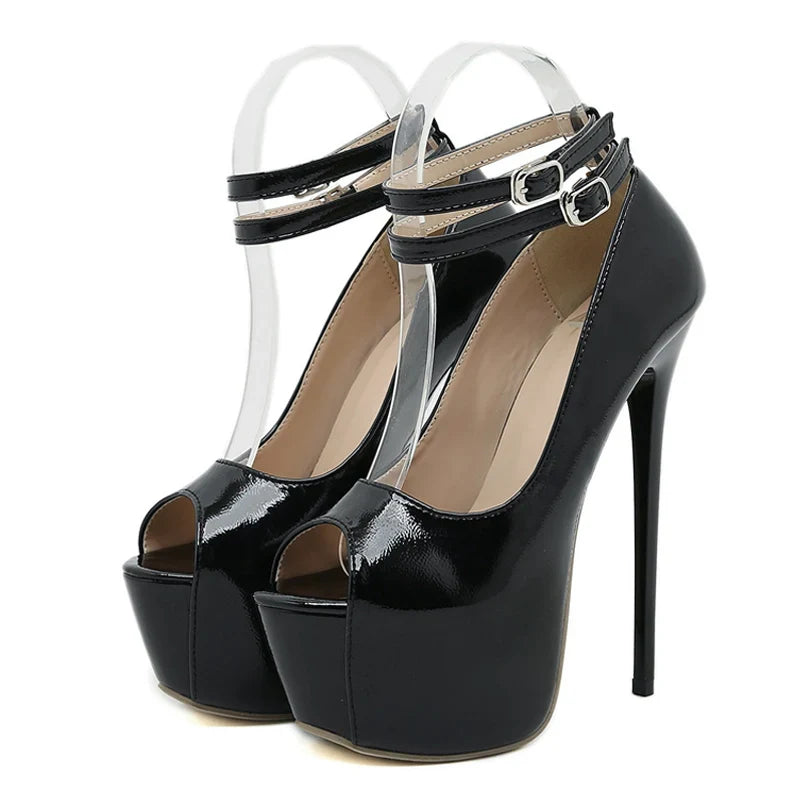 Design Double Buckle Strap Platform Sandals