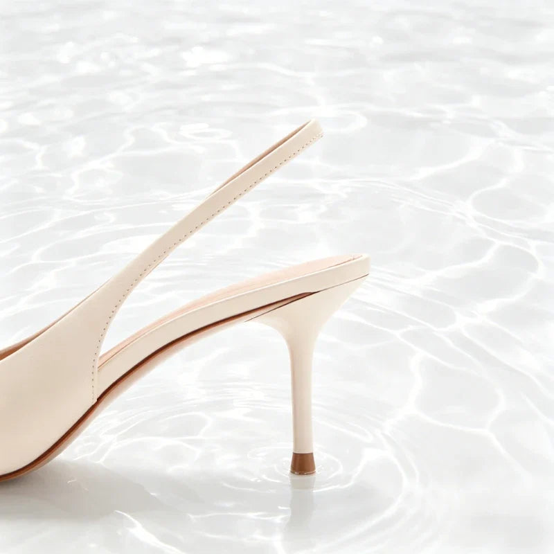 Elegant Square Buckle Detail Slingback Heels