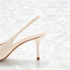 Elegant Square Buckle Detail Slingback Heels