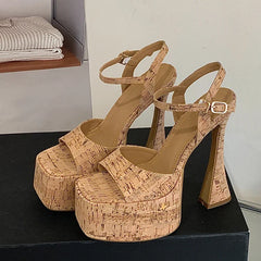 Wooden Chunky Platform Sandals