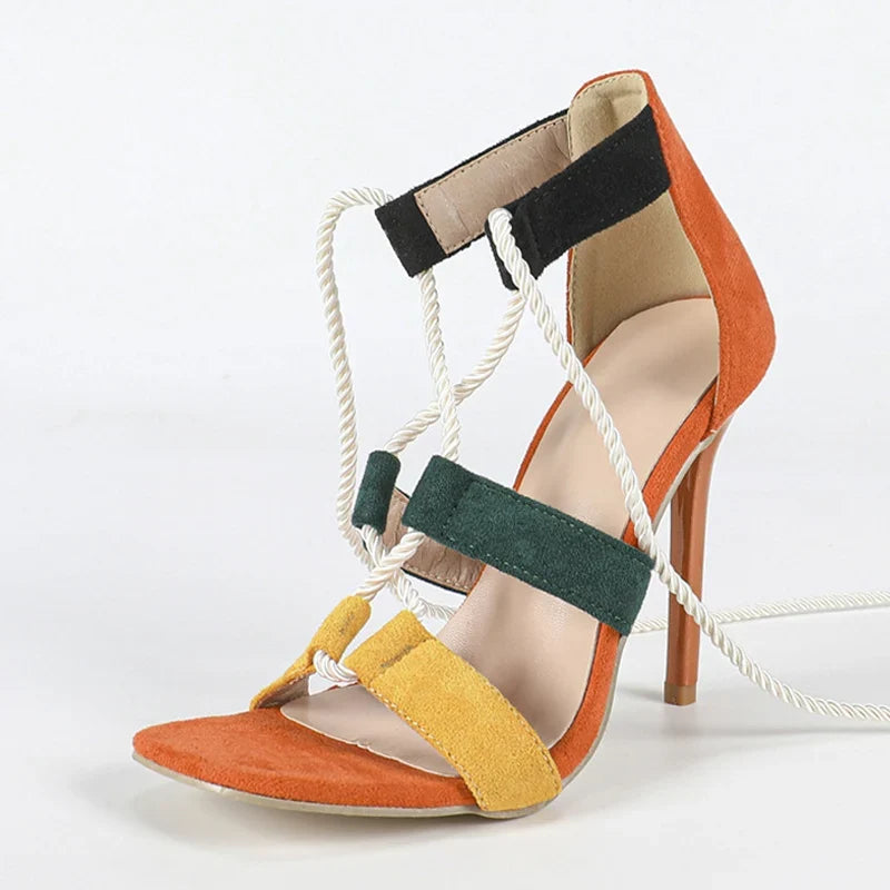 Roma Style Hollow Out Hemp Cross Ankle Strap Sandals