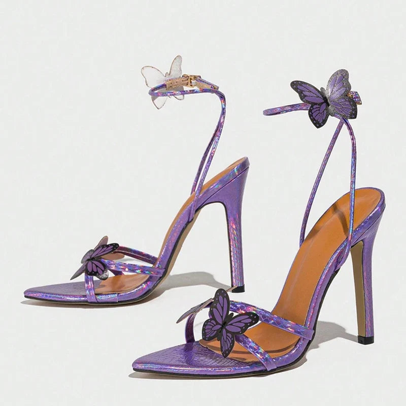 Big Size 43 Purple High Heels Gladiator Sandals