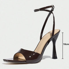 Square Open Toe Ankle Buckle Strap Designer Sandals