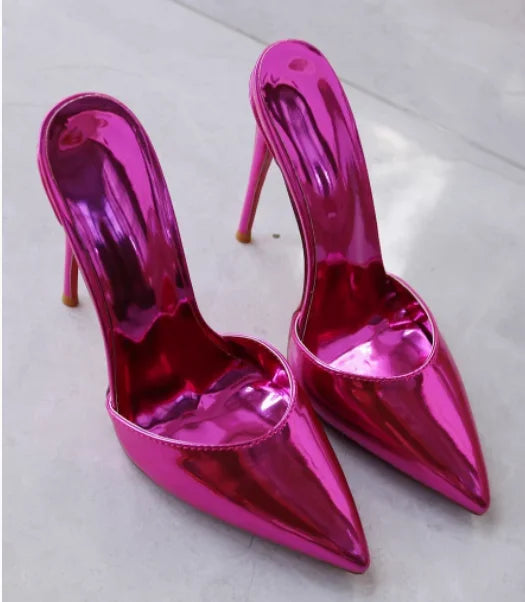 Rose Red Patent Leather High Heels