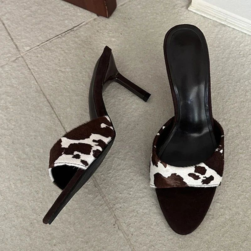 Design Animal Printed Suede Women Slippers Sandals
