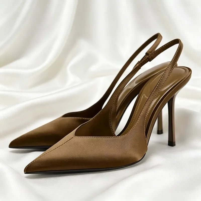 Sexy Pointed Toe Back Strap Designer Pumps
