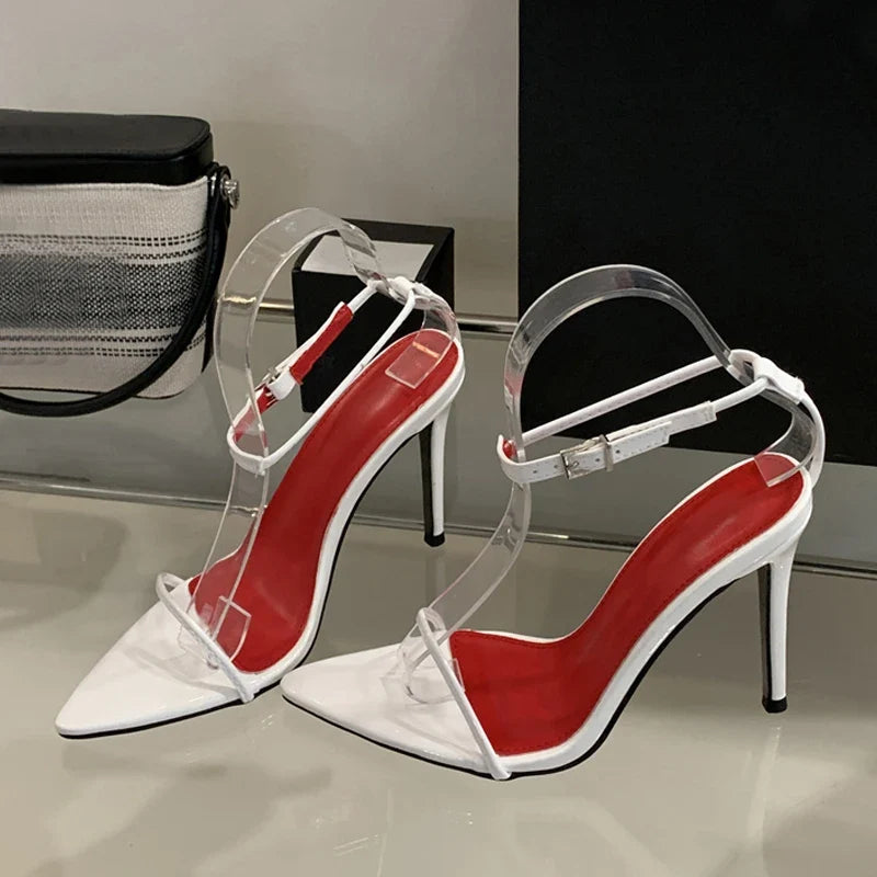 Summer White Patent Leather Ankle Strap Sandals