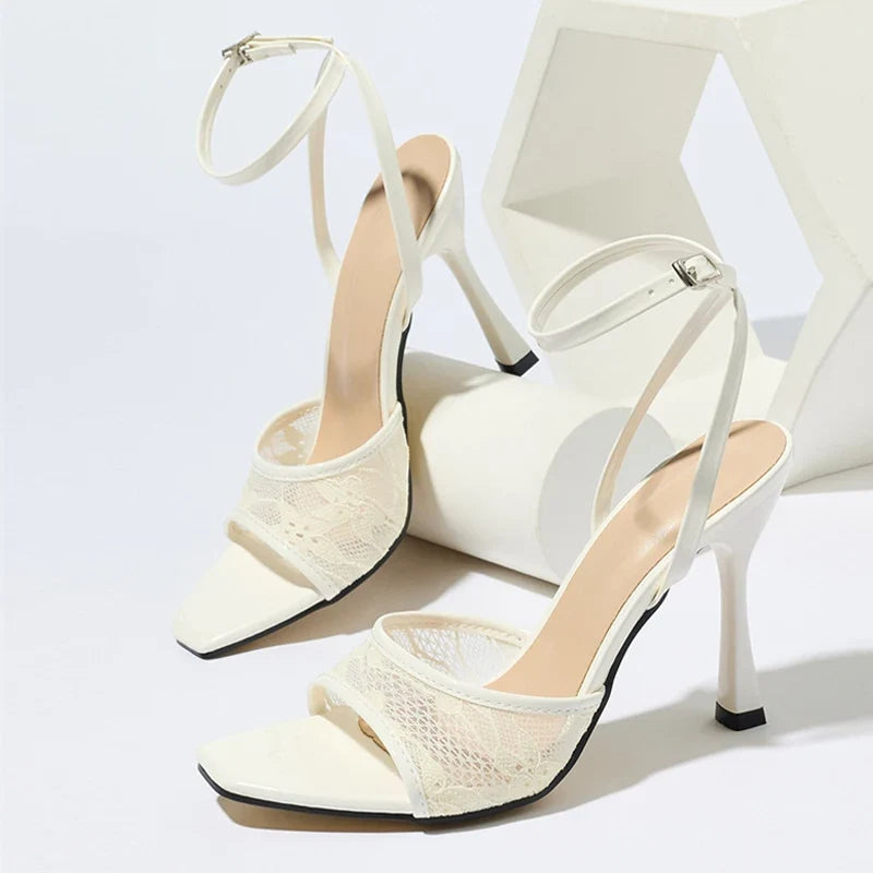 Wine Red Patent Leather Ankle Strap Sandals