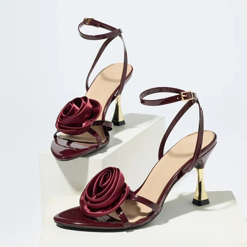 Summer 9CM Metal Thin Kittens Heels Gladiator Sandals
