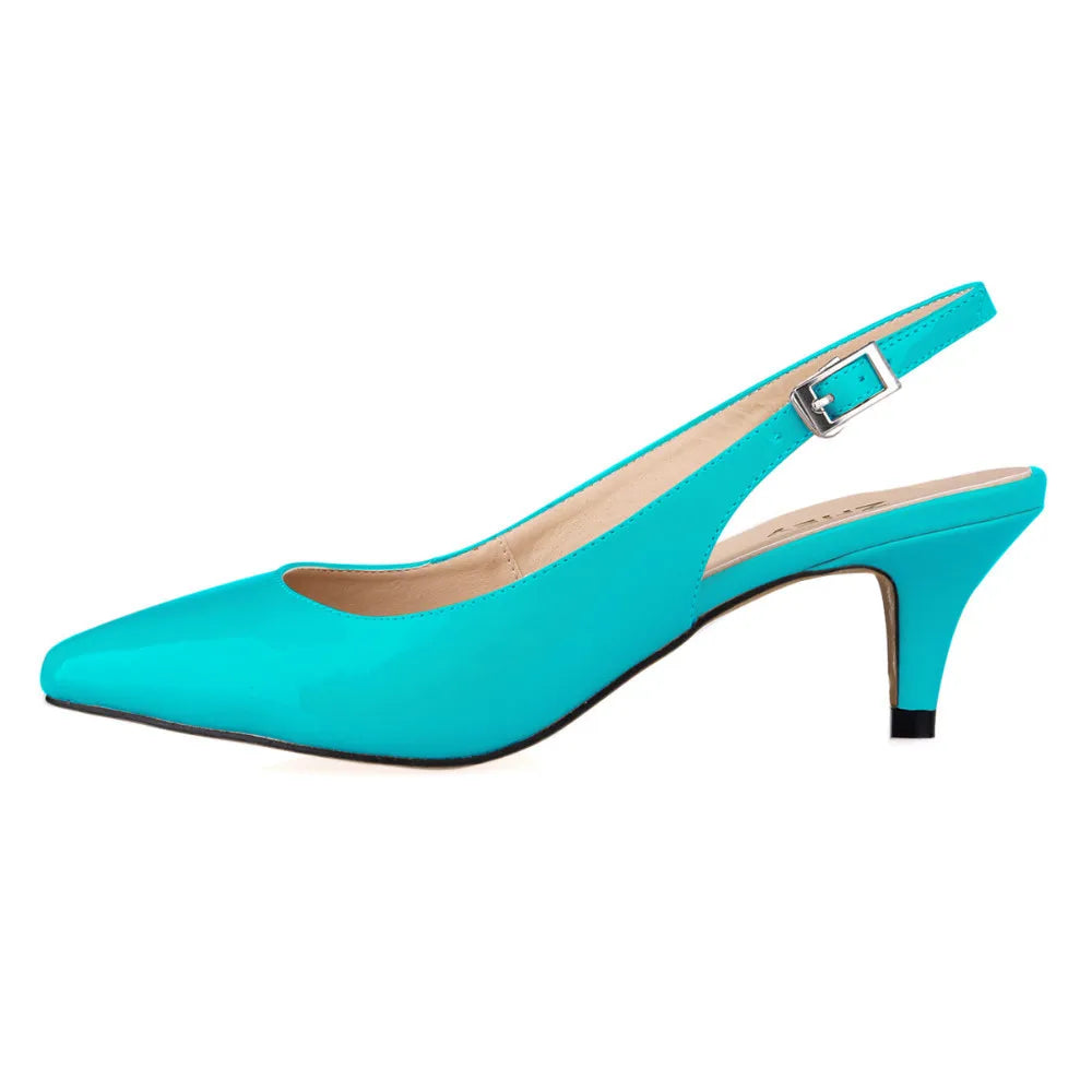 Daily All-Match Sandal Shoes Pointed High Heels Large Size Pumps 6cm Low Casual Back Empty Buckle Red Wedding Shoes