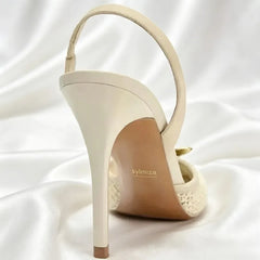 Luxury Metallic Flower Decoration Pumps