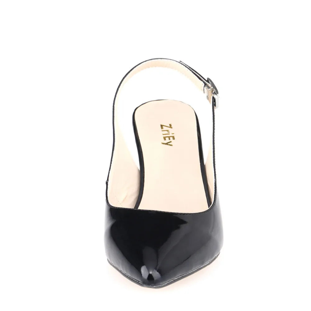 Daily All-Match Sandal Shoes Pointed High Heels Large Size Pumps 6cm Low Casual Back Empty Buckle Red Wedding Shoes