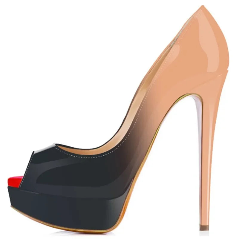 Platform Peep Toe 14cm Extremely Thin High Heels