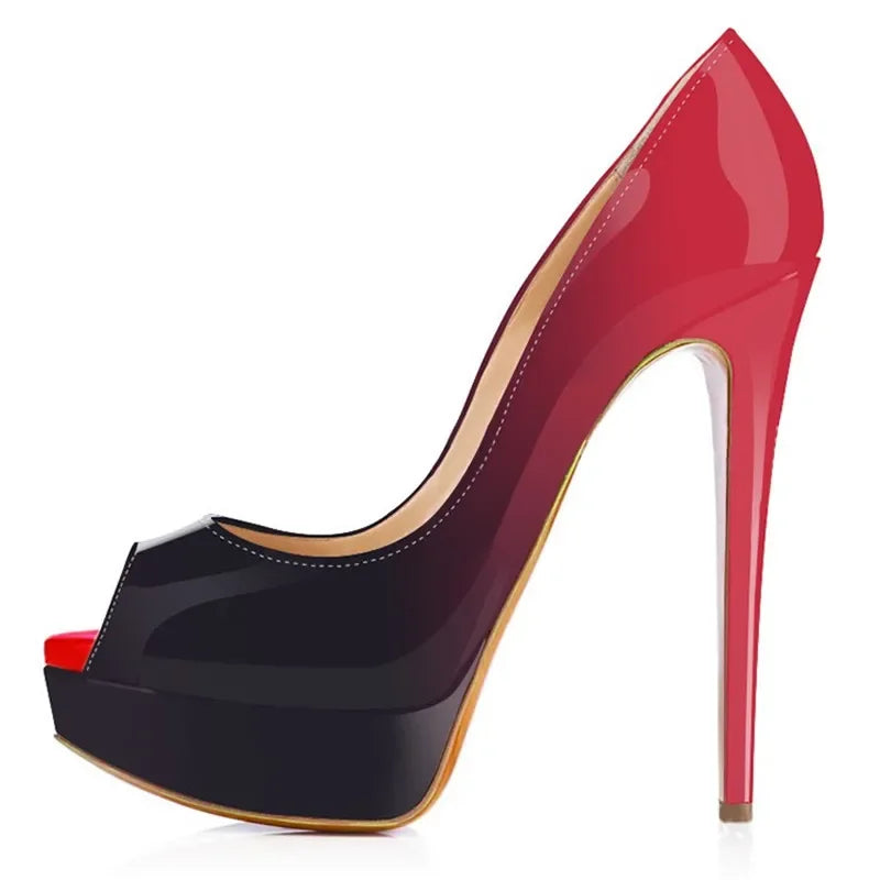 Platform Peep Toe 14cm Extremely Thin High Heels