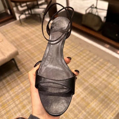 Round Toe Ankle Strap High Heel Sandals