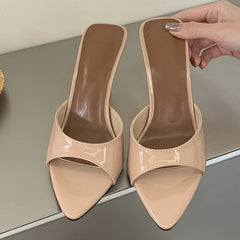 Sexy Leopard Print Patent Leather Women Slippers Sandals