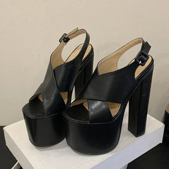 Thick Bottom Peep Toe Chunky Platform High Heels Sandals