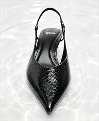 Black Embossed Design High Heels