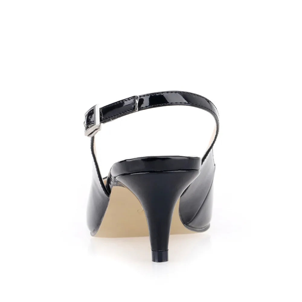 Daily All-Match Sandal Shoes Pointed High Heels Large Size Pumps 6cm Low Casual Back Empty Buckle Red Wedding Shoes
