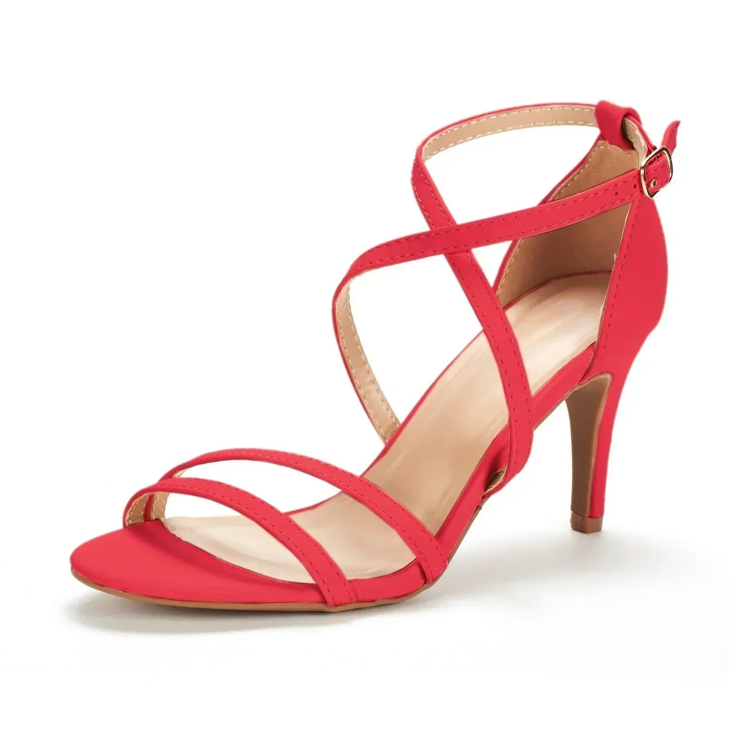 8cm Open Toe Ankle Straps Sandal Thin High Heels
