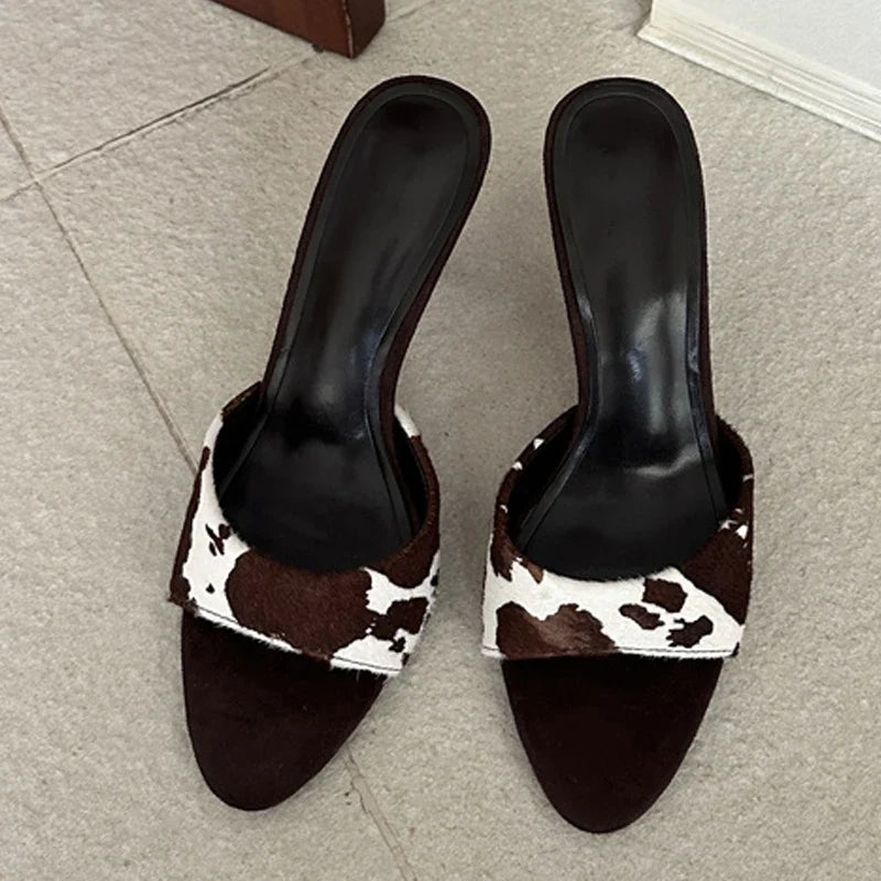 Design Animal Printed Suede Women Slippers Sandals