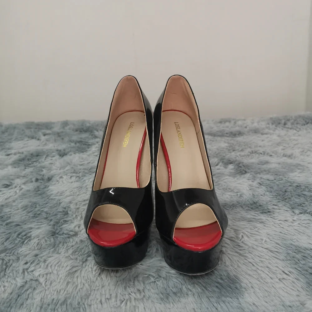 Platform Peep Toe 14cm Extremely Thin High Heels