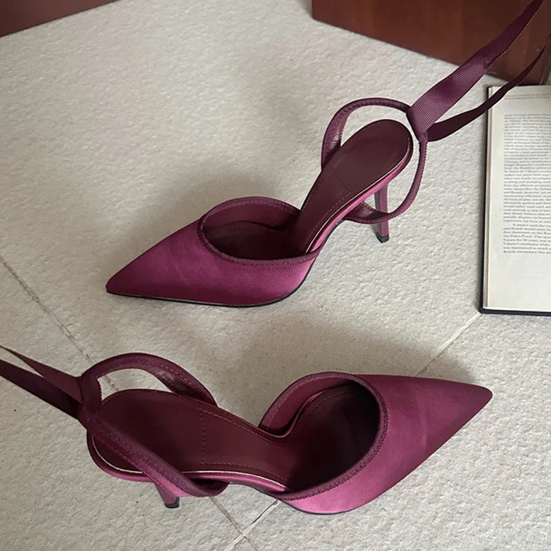 Slingback Ankle Lace-up Mules Women Pumps
