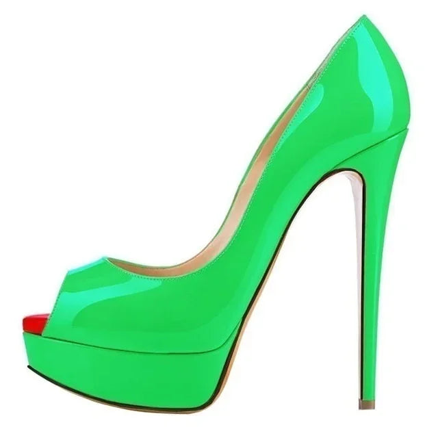 Platform Peep Toe 14cm Extremely Thin High Heels