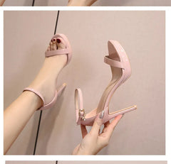 leather nude waterproof platform high-heeled shoes