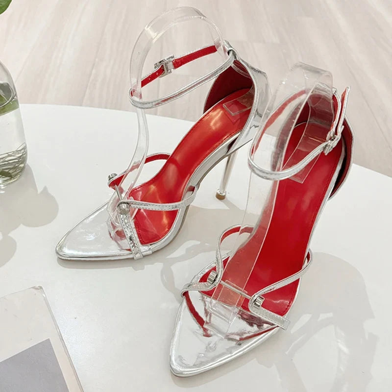 Sexy Gold Silver Ankle Cover Strap Sandals