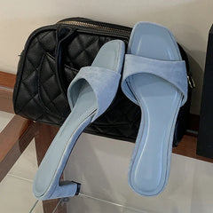 Designer Slides Women Beach Party Shoes Low Square Heels Slipper Ladies Summer Open Toe Gladiator Sandals