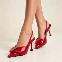 Elegant Bow Knot Decorates Red Heels
