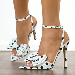 Summer Polka Dot Butterfly Knot High Heels Gladiator Sandals