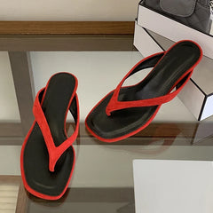 Designer Slides Shallow Square Clip Toe Low Wedge Heels