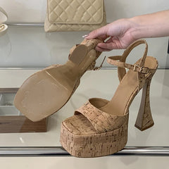 Wooden Chunky Platform Sandals