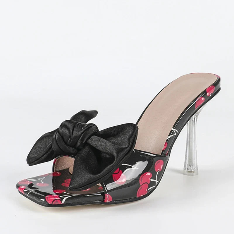 Yellow Fruits Silk Bowknot Designer Sandal