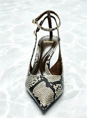 Sexy Snake Print Ankle Strap Buckle Design High Heels