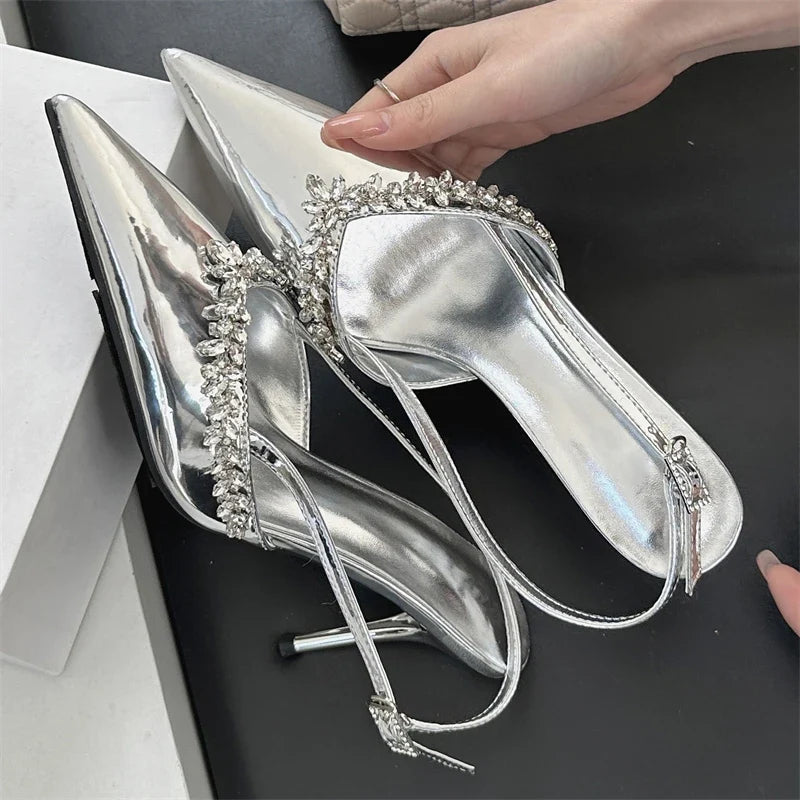 Sexy CRYSTAL DIAMOND Buckle Strap Women Pumps
