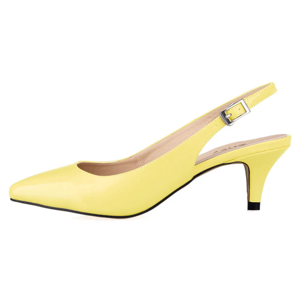 Daily All-Match Sandal Shoes Pointed High Heels Large Size Pumps 6cm Low Casual Back Empty Buckle Red Wedding Shoes