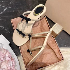 Street Style Crystal Bowknot Women Slippers Sandals