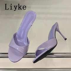 White Patent Leather Women Slippers Sandals