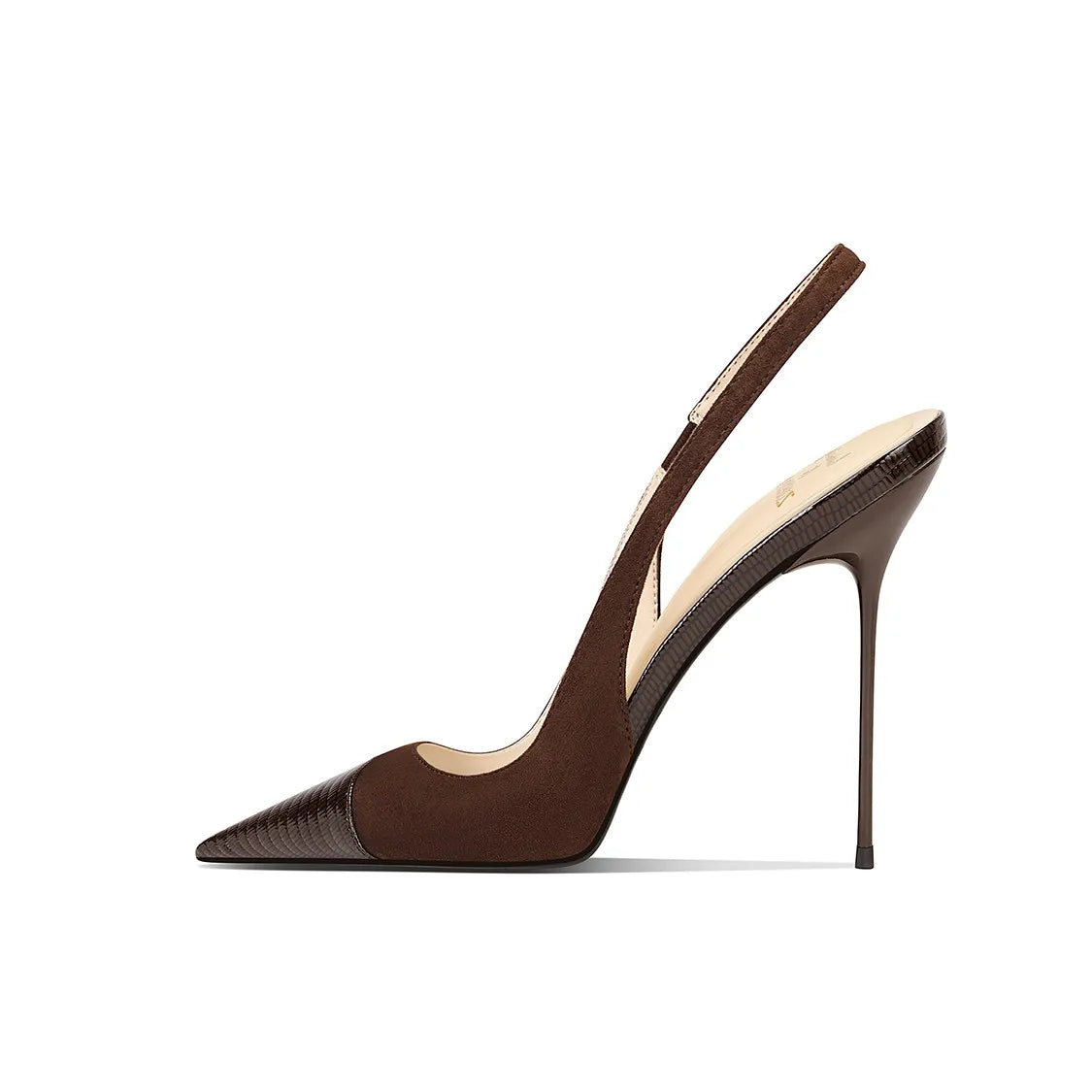 Splicing classic and versatile black pointed thin heel high-heeled shoes