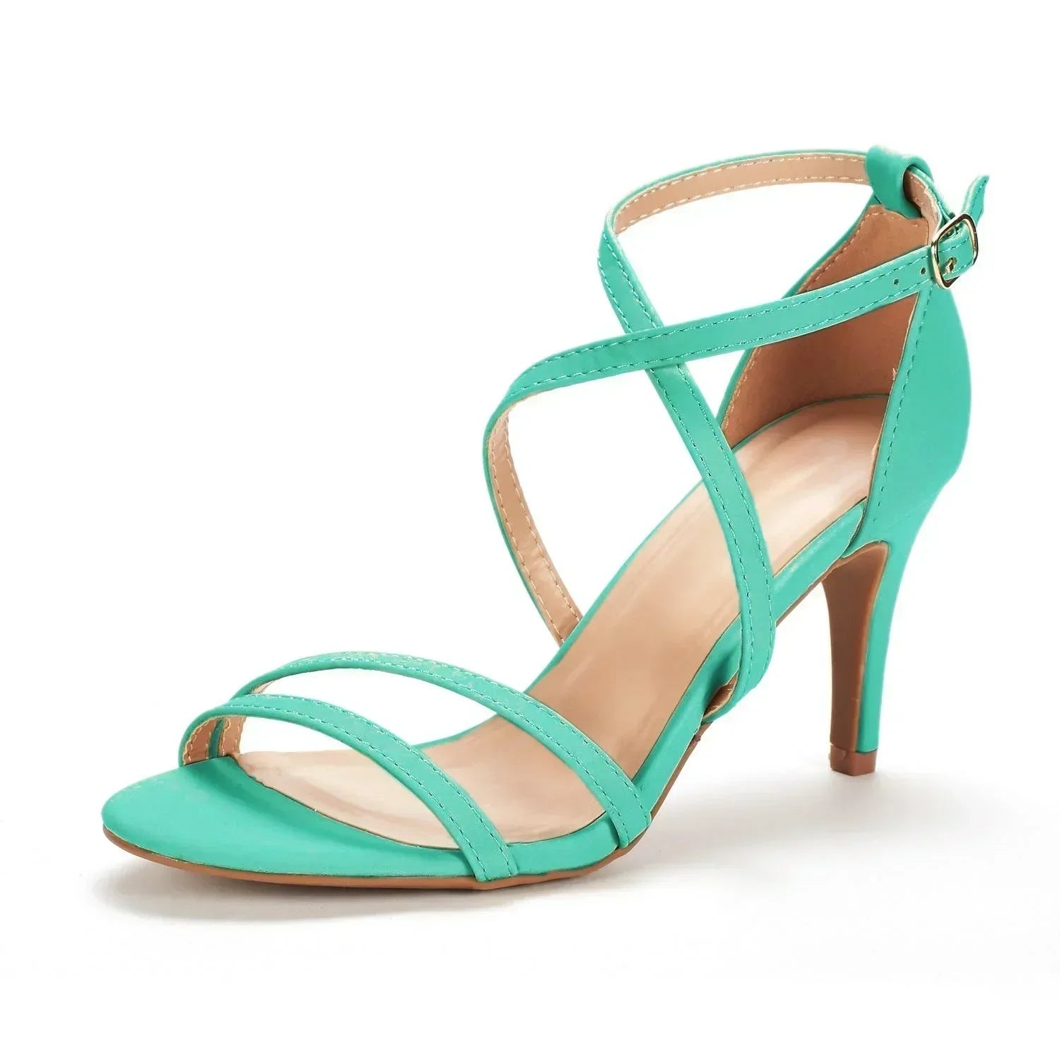 8cm Open Toe Ankle Straps Sandal Thin High Heels