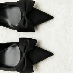 Elegant bow Detail black slingback Heels
