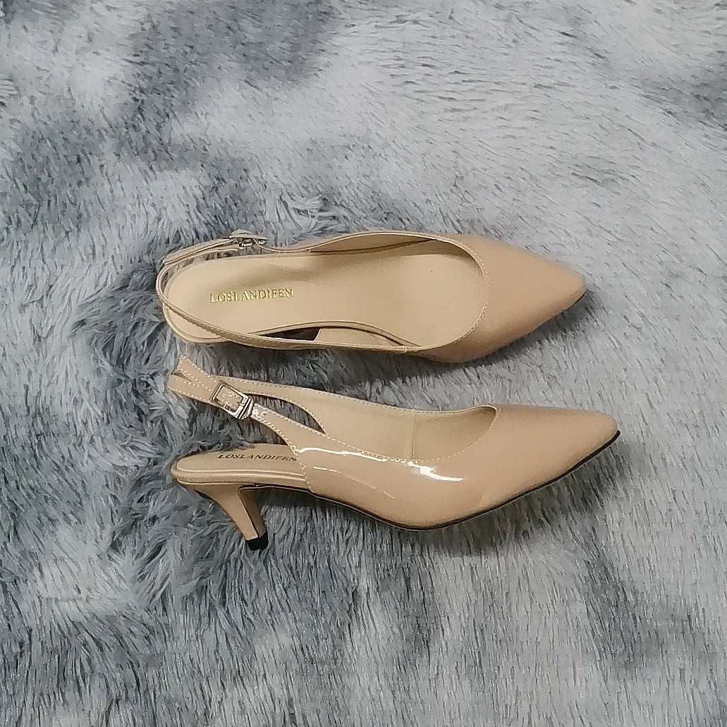 5cm Low Casual Back Empty Buckle Red Wedding Shoes